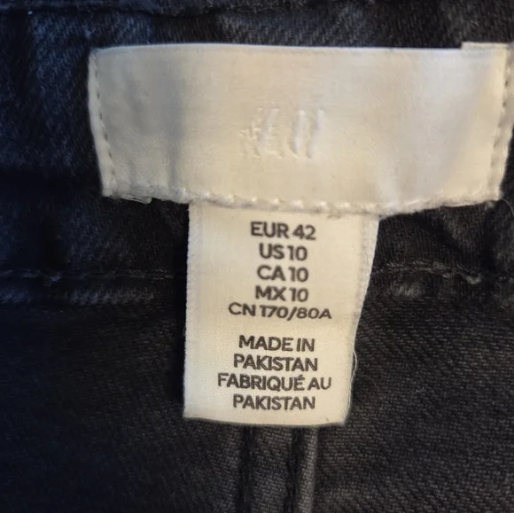 H&M ~ Denim Wide Leg Jeans ~ Washed Black ~ Sz 10 - Picture 6 of 10